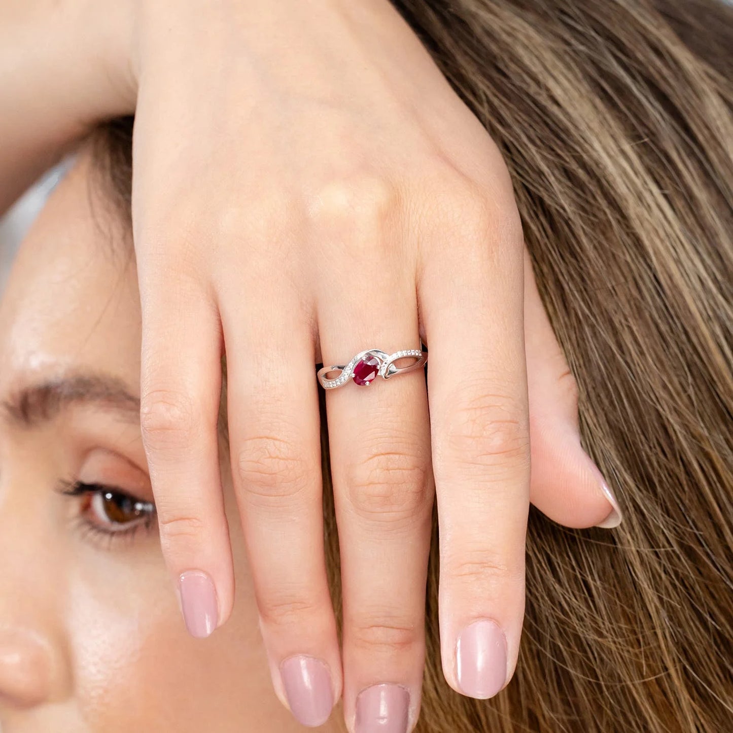14K 18K Gold Oval Cut Natural Ruby Solitaire Twisted Ribbon Design Band Engagement Ring with Pave Accents Diamond Fine Jewelry