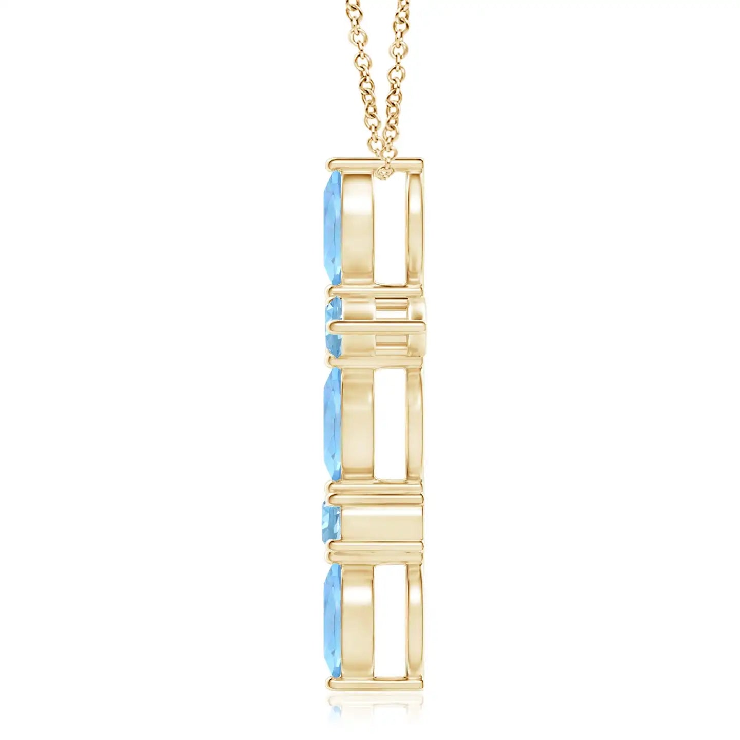 5x2.5MM Marquise & 2.5MM Round Cut 0.78Ct Aquamarine Cross Shape Pendant 14K 18K Solid Gold Unisex Christmas Gift Cross Pendant