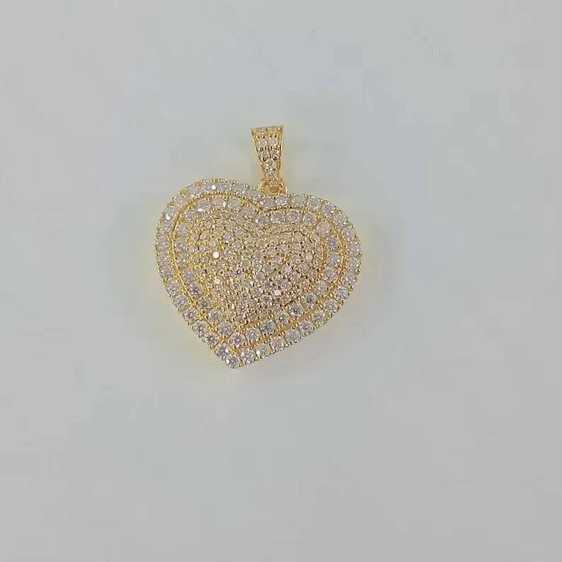 BiG-BOSS Gold Heart Pendant for Women Iced Out Moissanite Layered Heart Design Jewellery