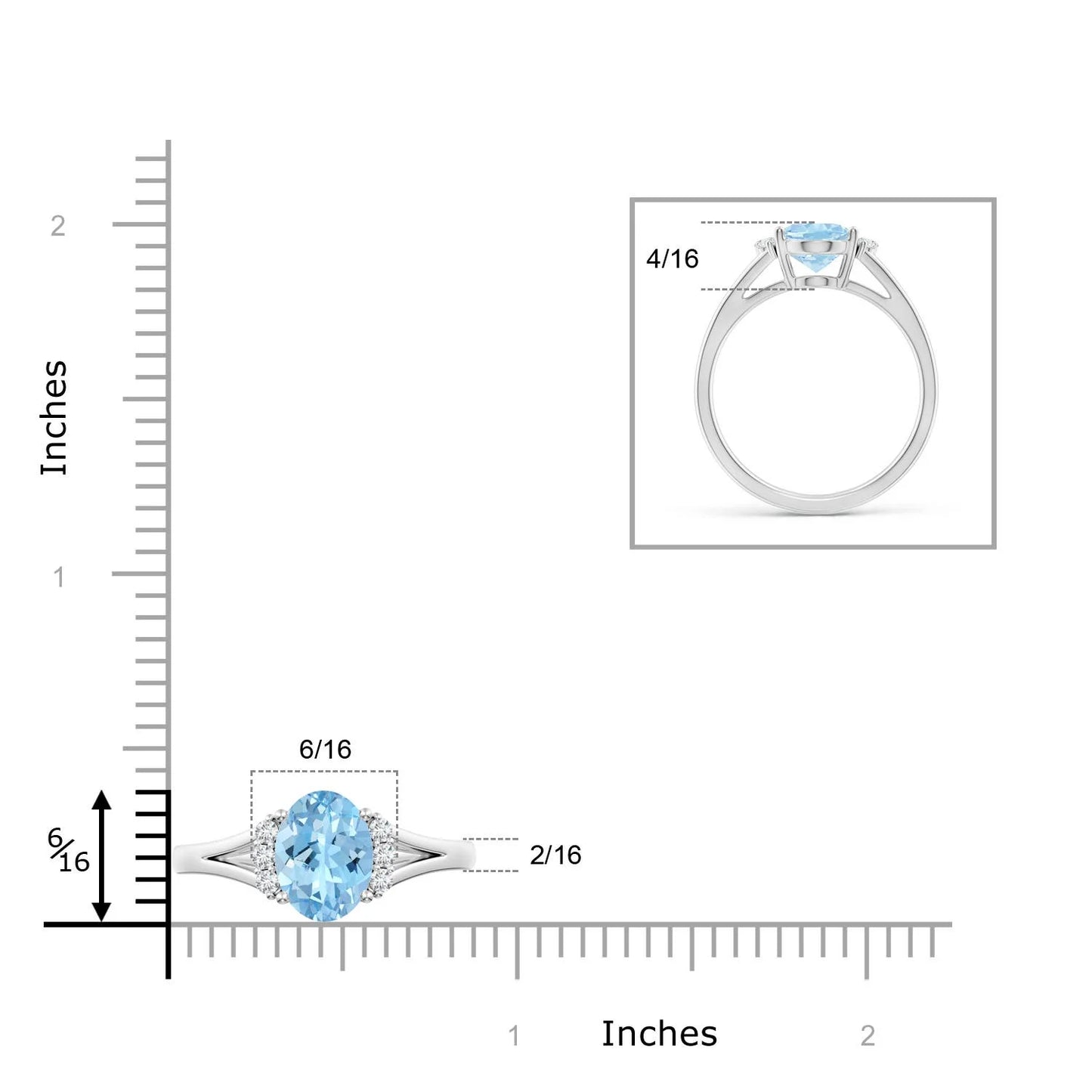 14K Pure Gold Custom Handmade Split Shank Ring Oval Cut Natural Aquamarine With Side Diamond Engagement Ring For Woman Wholesale