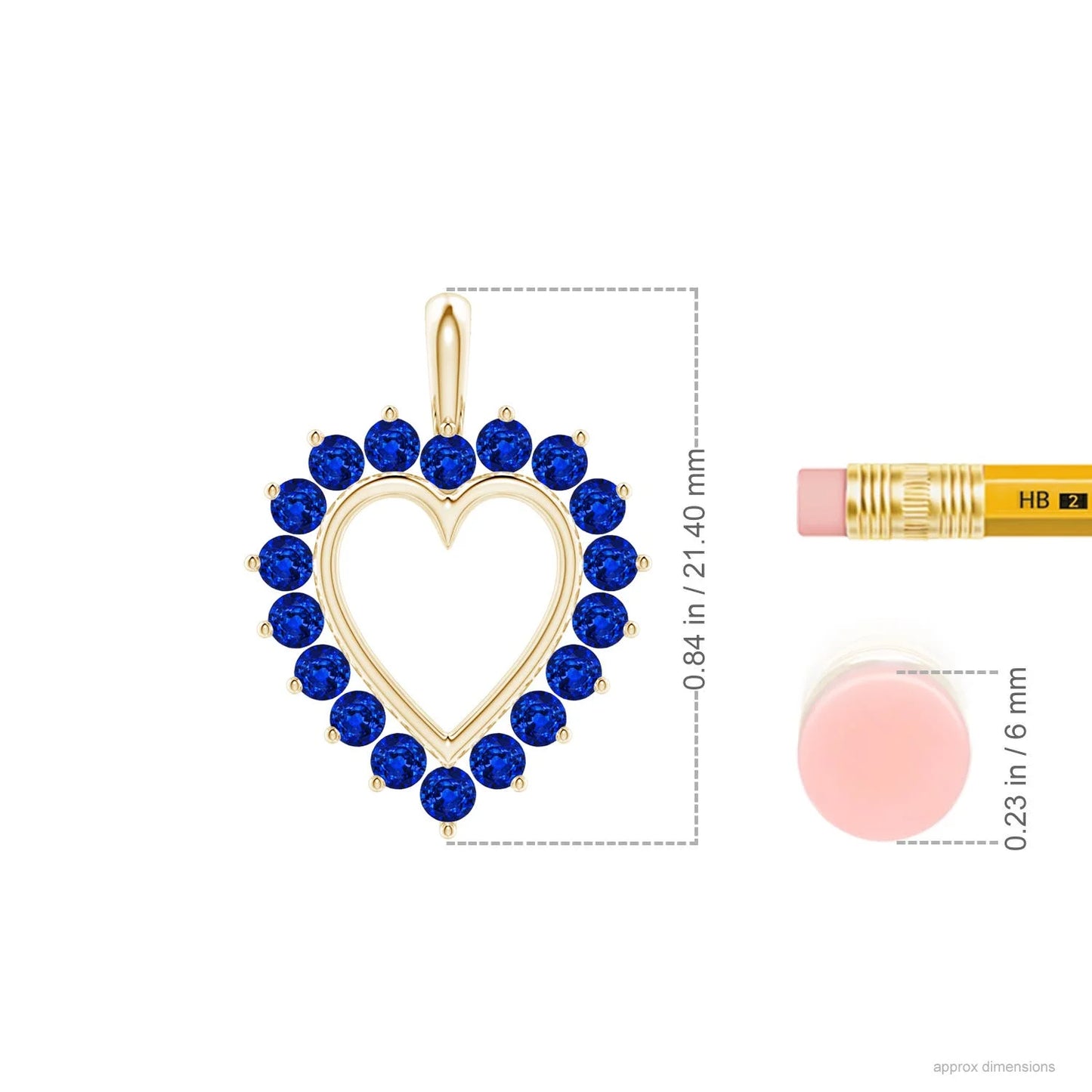 Custom Made Fine Jewelry 14k Solid Gold IGI Certified Open Heart Shape Natural Blue Sapphire Gemstone Pendant for Necklace OEM