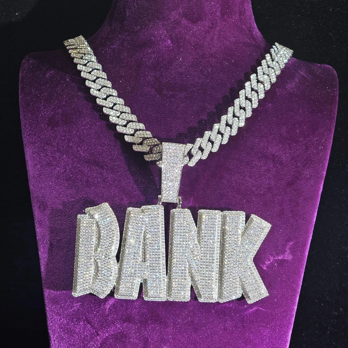 BiG-BOSS Custom Iced Out Name Necklace Cuban Chain Silver Plated Moissanite Letter Charm Pendant Men's Hip Hop Jewelry Online in India