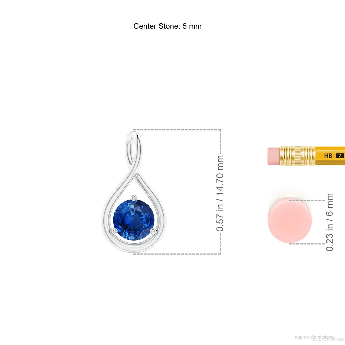 14k SOLID Gold Infinity Twisted Shape Minimalist Pendant Natural Round Cut Blue Sapphire Solitaire Pendant Link Chain Necklace