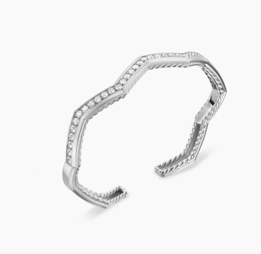 FASHIONISTA DY High-Quality Gold-Plated Diamond-Set Bangle, Unisex Silver-Plated Diamond-Set Bangle, Jewelry