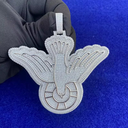 BiG-BOSS Iced Out Dove Bird Pendant Fully Moissanite Custom Hip Hop Statement Jewellery for Men