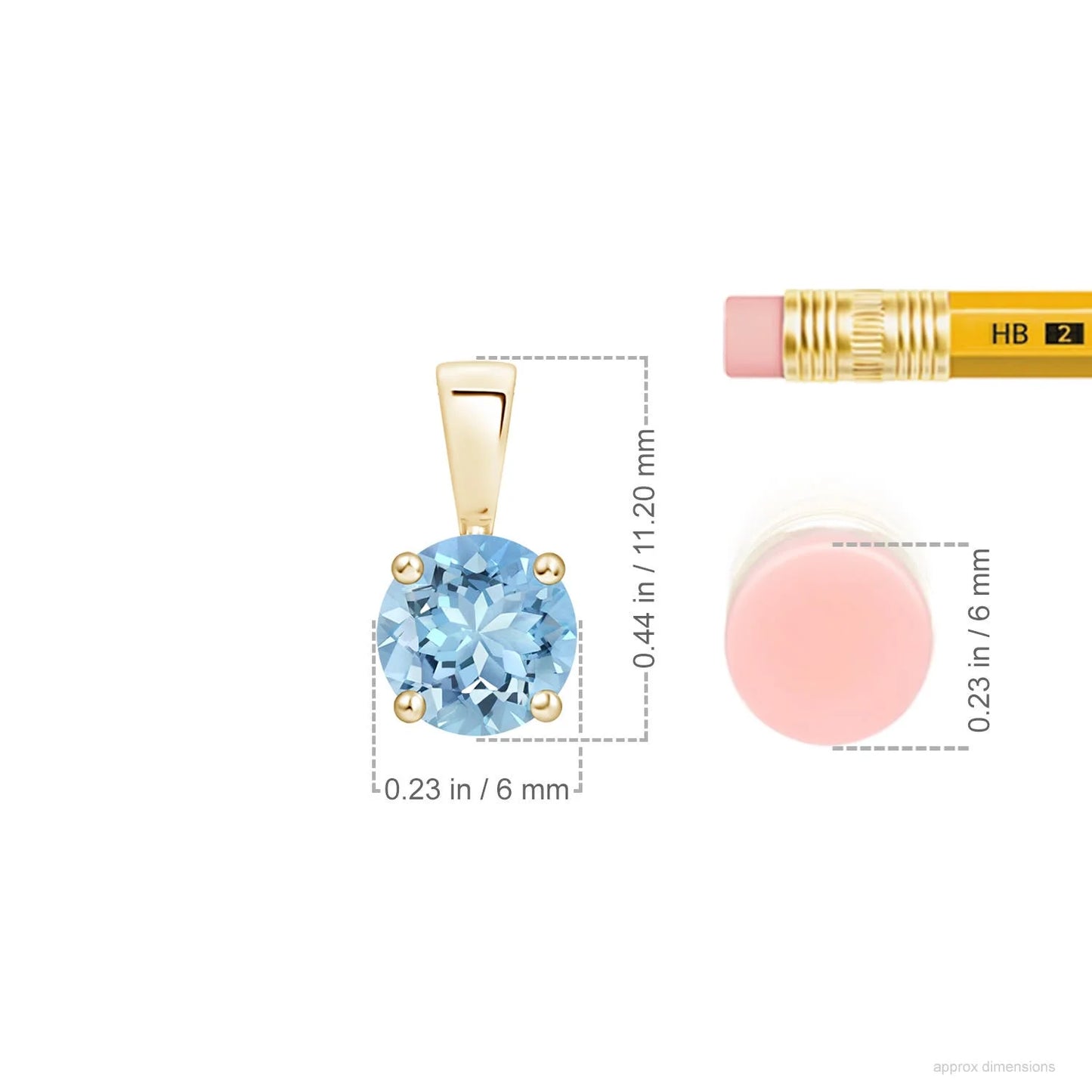 14K Solid Gold Natural Aquamarine Classic Prong-Set Round Solitaire Pendant Fine Jewelry Wedding Wholesaler Gemstone Necklace