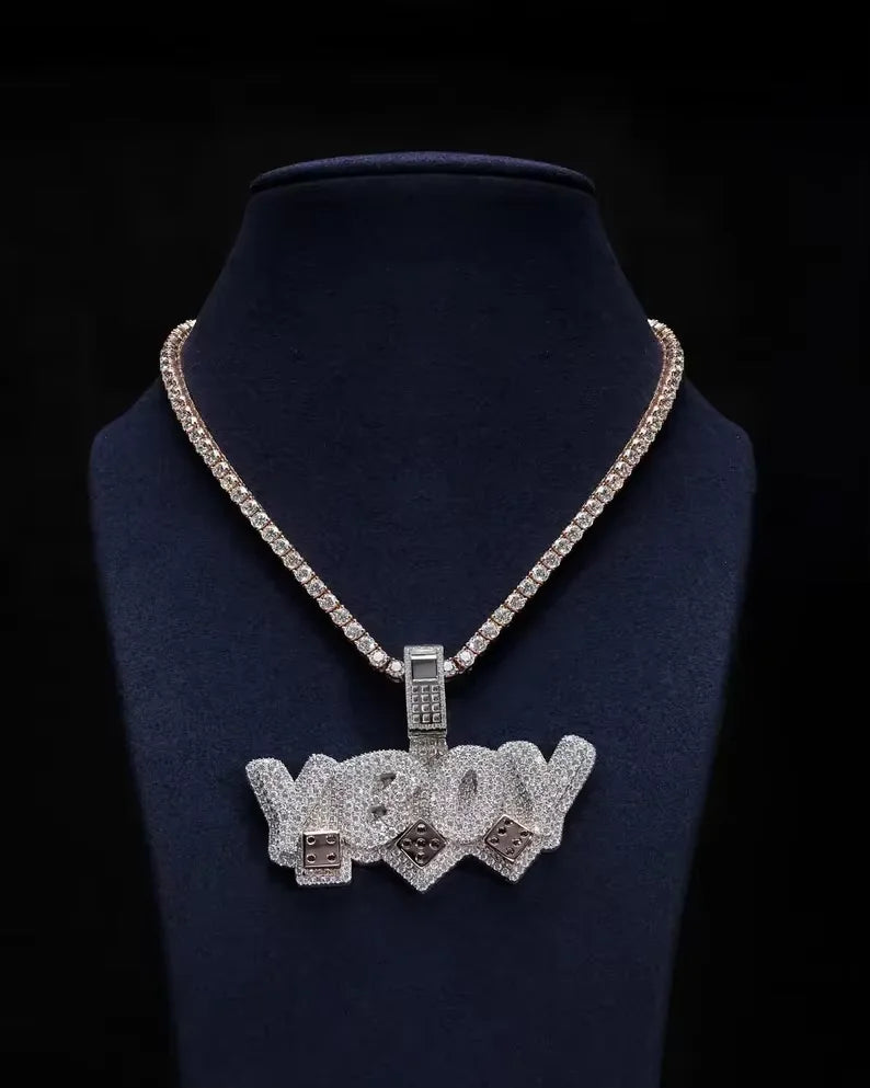 BiG-BOSS Iced Out Money Bag Pendant In My Bag Design Fully Moissanite Encrusted Silver Finish Hip Hop Style Jewellery for Men