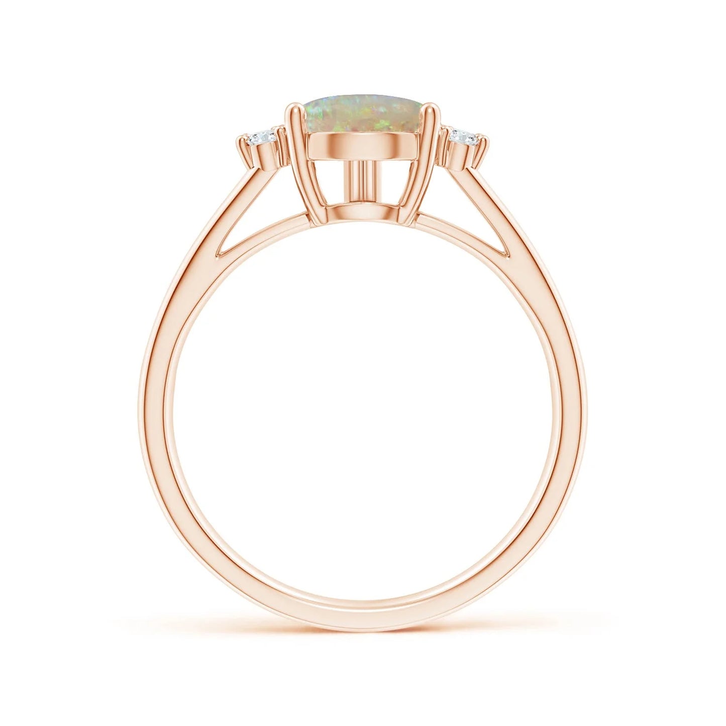 14K Pure Gold Pear Cut Natural Ethiopian Opal Gemstone Ring with Triple Diamond Accents Split Shank Engagement Ring Fine Jewelry
