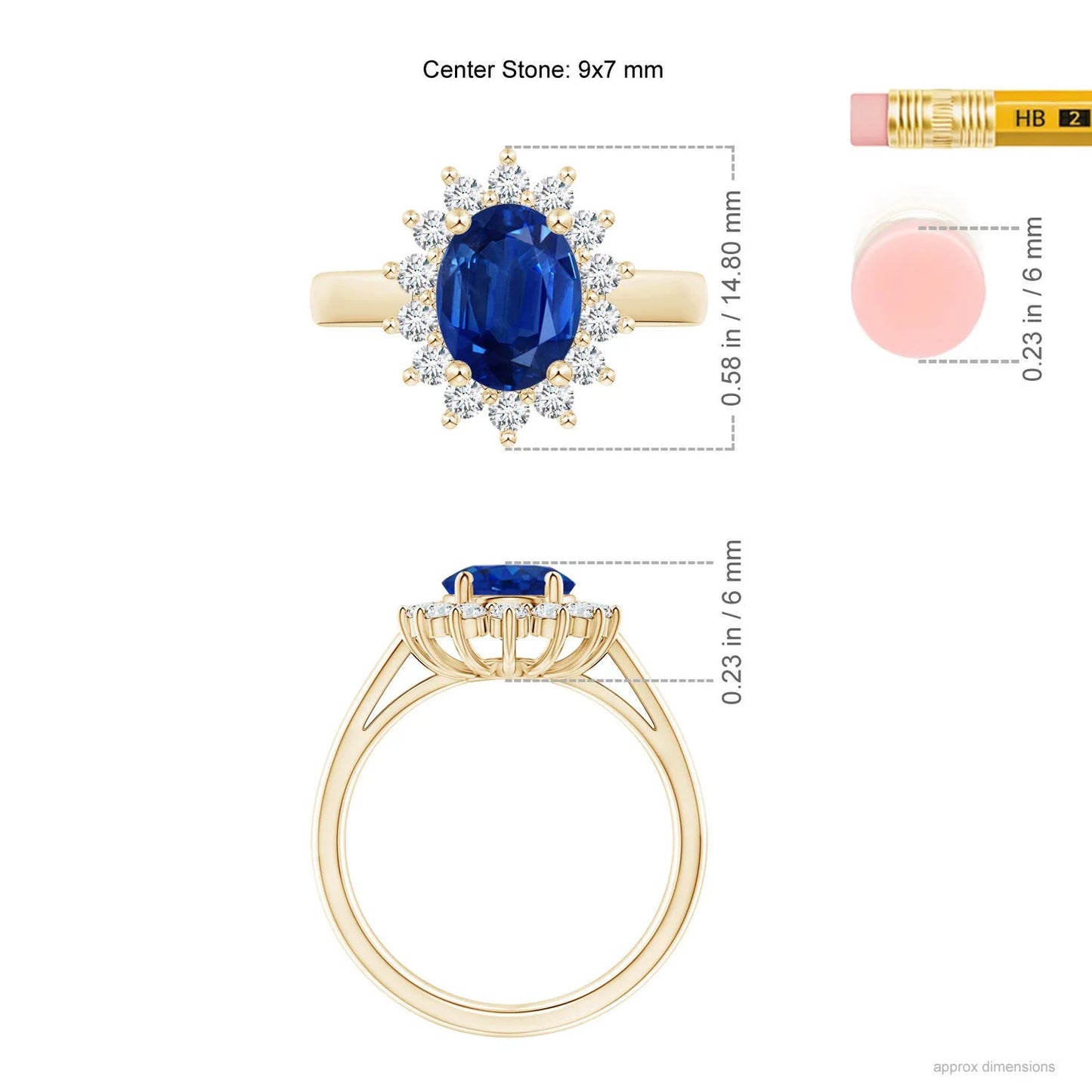 14K 18K Pure Gold Princess Diana Inspired Oval Cut Natural Blue Sapphire Engagement Ring with Diamond Hidden Halo Solitaire Ring