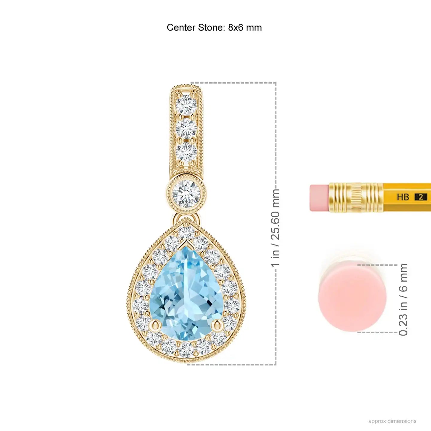 IGI Certified 14k Gold Genuine 6x4mm 0.35Ct Pear-Cut Aquamarine Pave Diamond Halo Pendant Handmade Fine Jewelry Teardrop Pendant