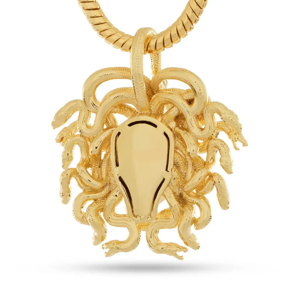 BiG-BOSS Silver Medusa Head Pendant with Snake Design for Men Hip Hop Style Luxury Moissanite Eyes Unisex Party