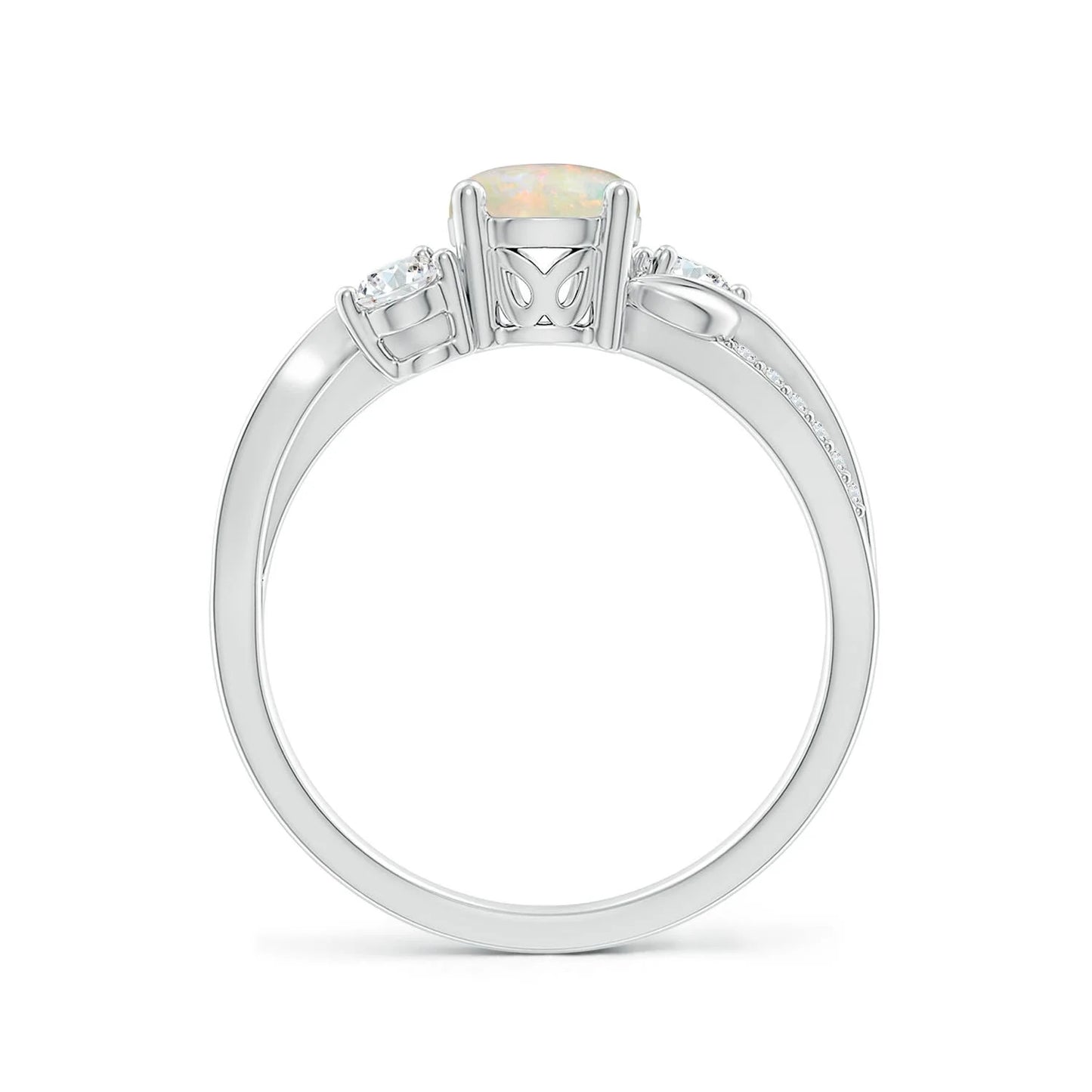 Custom Handmade Classic 18K Gold Ethiopian Opal Gemstone Engagement Ring Designer Fine Jewelry for Women Pave Accent Diamond Rin