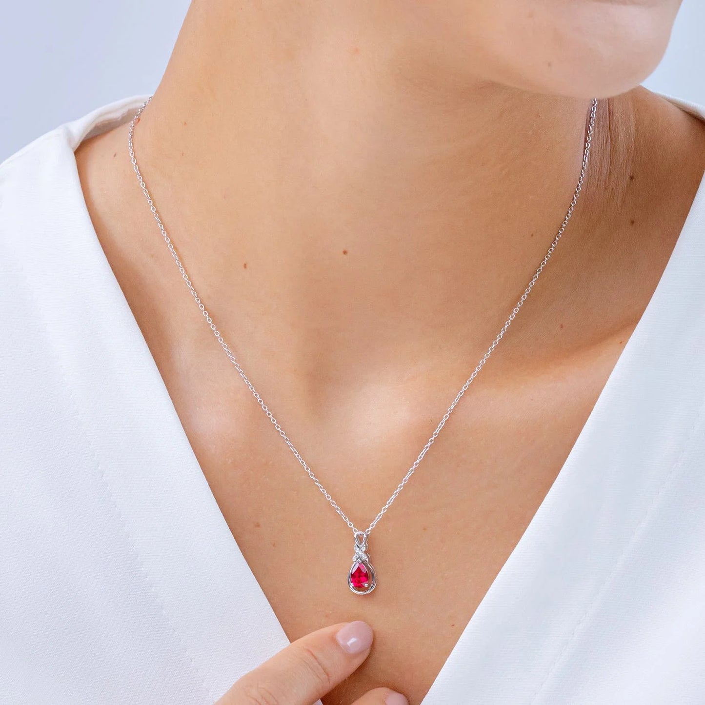 14k 18k Solid Gold Natural Red Ruby Infinity Shape Pendant With Diamond 'X' Motif High Quality Fine Jewelry Gemstone Necklace