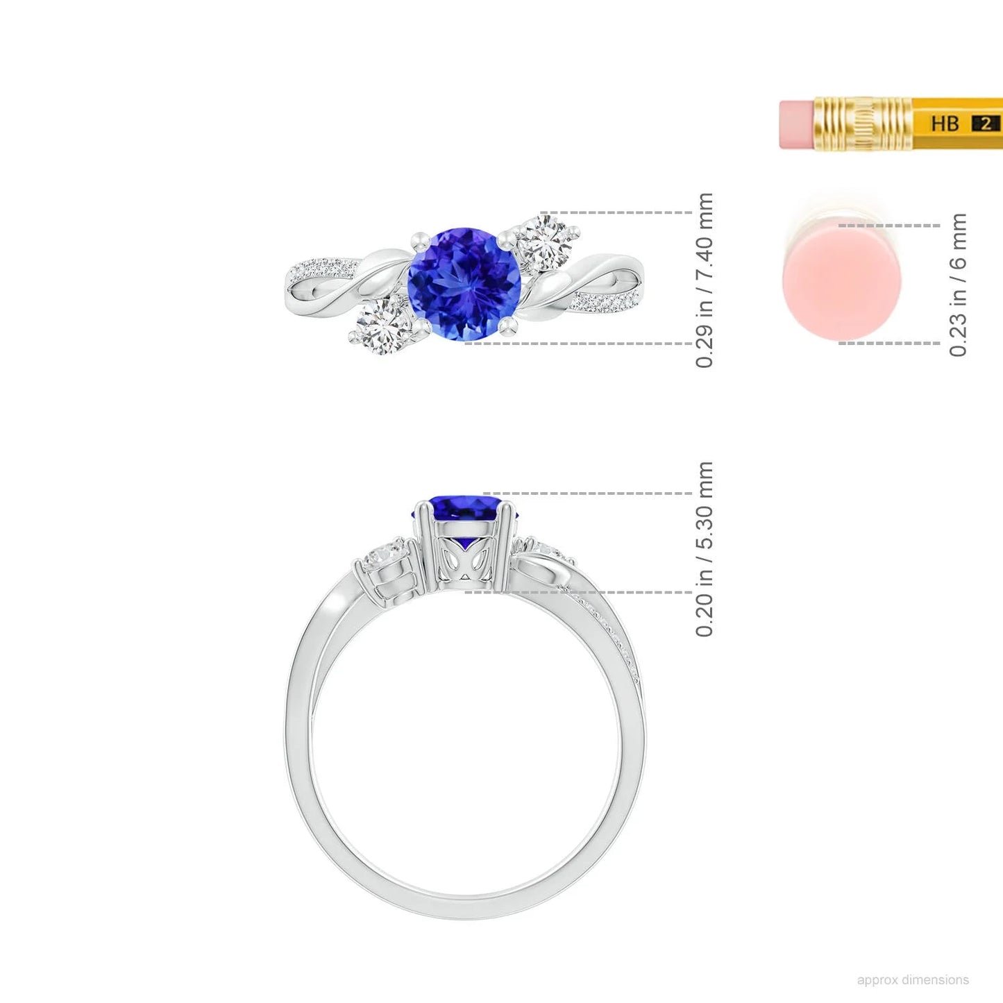14k Solid Gold Natural Round Cut Tanzanite Gemstone & Diamond Twisted Band Engagement Ring For Women Trending Fine Jewelry Ring