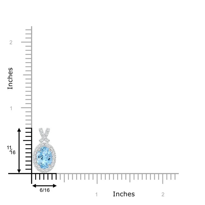 14K 3.35G Gold 6*4MM Oval Natural Aquamarine Bowknot Design Pendant With Diamond Halo Classic Fine Jewelry Anniversary Gift OEM