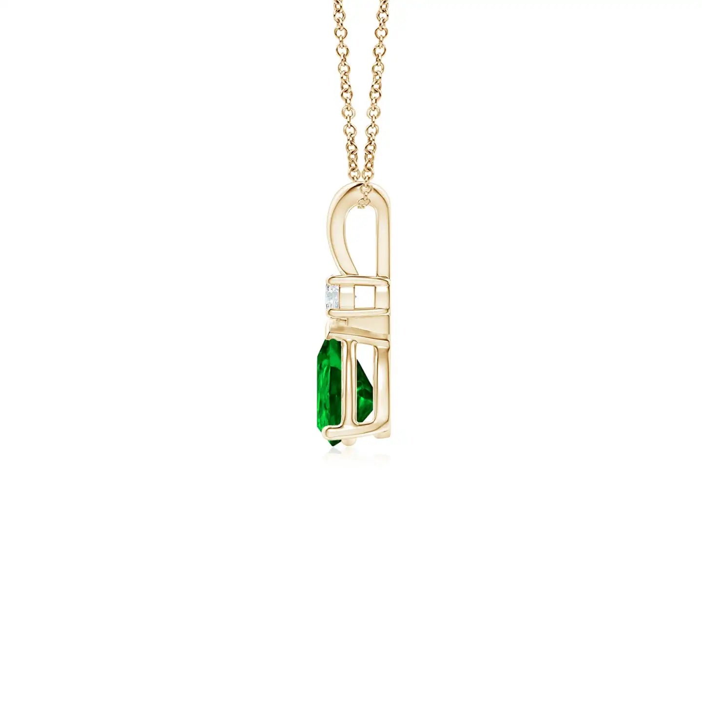 14K Solid Gold Natural Emerald Heart-Shaped Rabbit Ear Bale Pendant Classic Fine Jewellery Gift For Her New Arrival 2026