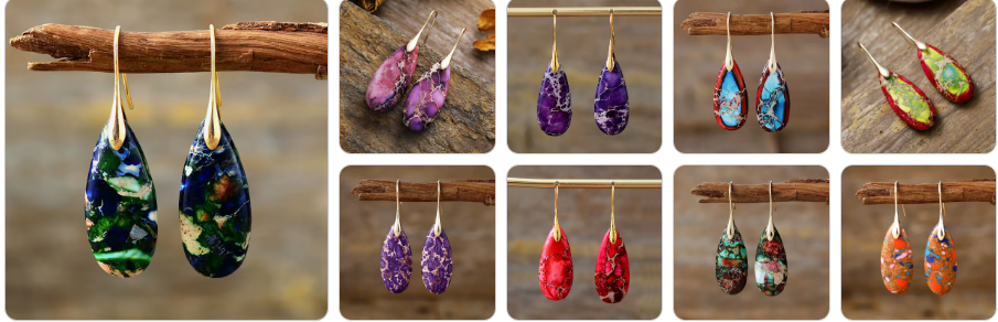 Natural Gemstone Earrings - 9 sets for £49/-