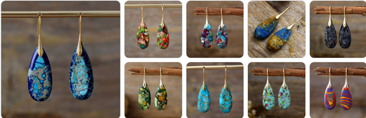 Natural Gemstone Earrings - 9 sets for £49/-