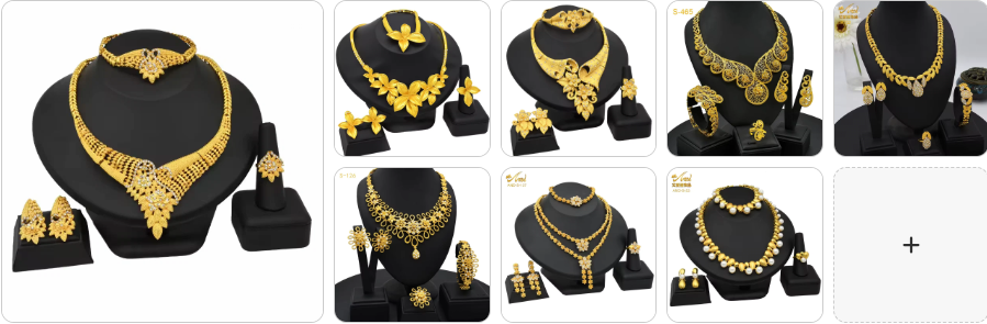 Necklace  Earrings Ring Bangle set - 8 sets for £69/-