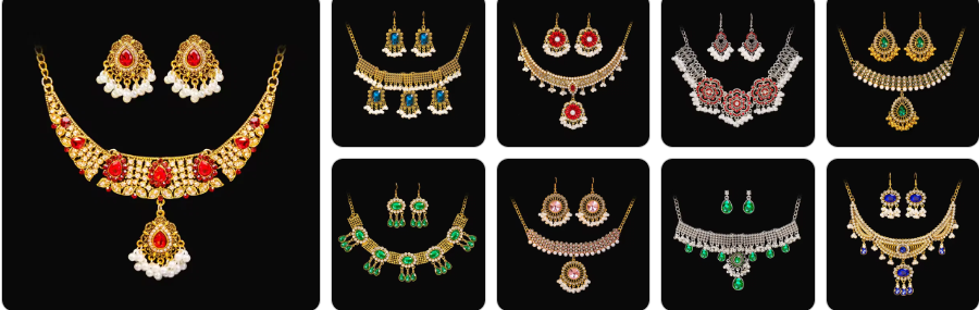 Fashion Necklace & Earrings SET - 9 sets for £59/-