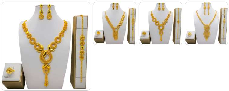 Fashion Necklace, Earrings, Ring & Bracelet  SET- 4 sets for £49/-