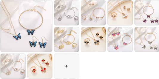 Four-Leaf Clover Necklace, Earrings and Ring SET - 11 Complete Sets for 49