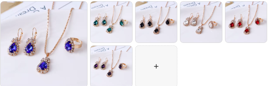 Waterdrop Shiny Necklace, Earrings and Ring SET - 6 Complete Sets for 49