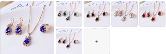 Waterdrop Shiny Necklace, Earrings and Ring SET - 6 Complete Sets for 49