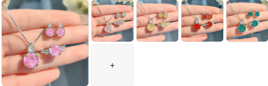 Quartz Crystal and Blue Zircon Gemstone Pendant Necklace SET - 5 Complete Sets for 49