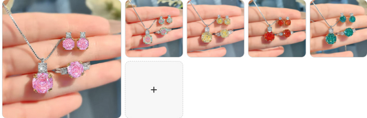 Quartz Crystal and Blue Zircon Gemstone Pendant Necklace SET - 5 Complete Sets for 49
