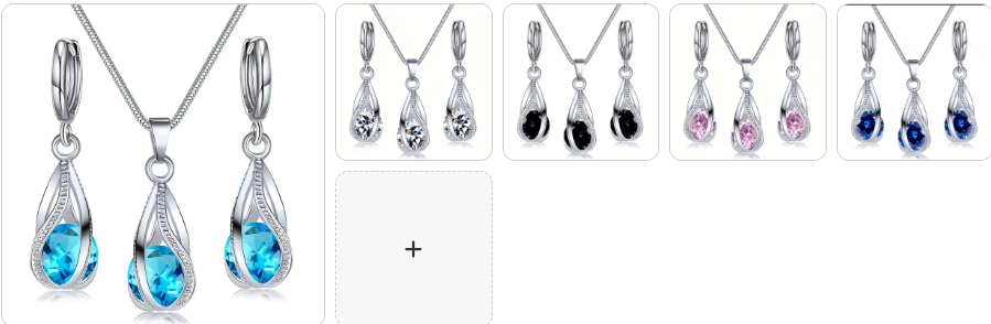 Crystal Zircon Waterdrop Diamond Pendant Necklace and Earrings SET - 5 Complete Sets for 49