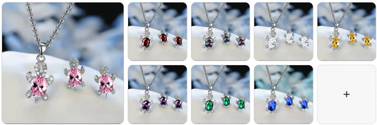 Crystal Turtle Pendant Necklace and Earrings SET - 8 Complete Sets for £49/-