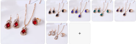 Waterdrop Zircon Rhinestone Necklace, Ring and Earrings Bridal SET - 6 Complete Sets for £49/--9