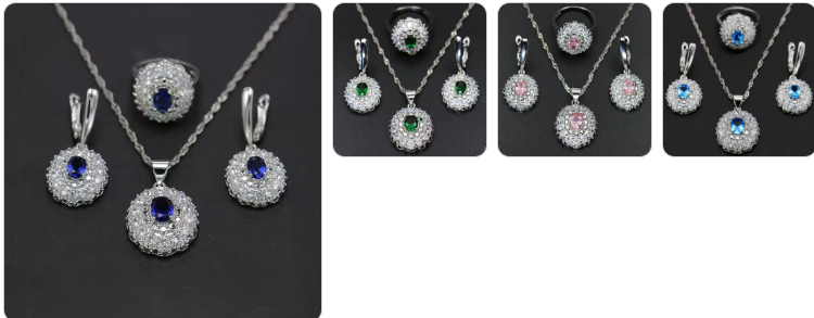 Gold Plated Necklace Ring and Earrings SET - 5 Complete Sets for £49/-