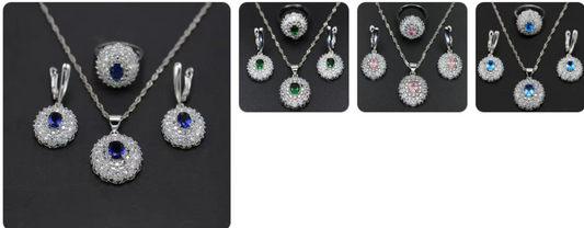 Gold Plated Necklace Ring and Earrings SET - 5 Complete Sets for £49/-