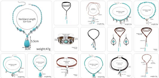 Bohemia Turquoise Pendant Necklace with Bamboo Chain - 15-Piece Set for £49/-