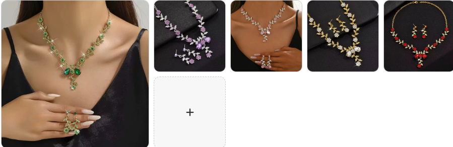Gold Plated Rose Rhinestone Crystal Necklace and Earrings SET - 5 Complete Sets for £39/-