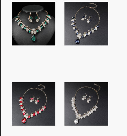 Vintage Gold Plated Crystal Leaf and Waterdrop Pendant Necklace SET - 4 Complete Sets for £49/-