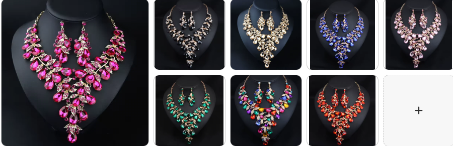 Large Rhinestone Necklace and Earrings Evening SET - 8 Complete Sets for £79/-