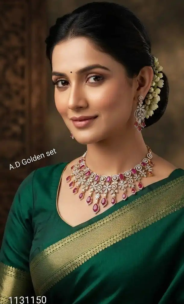 Royal Blossom Drop Necklace Set Gold Plated Pear Cut Elegant Bridal Wedding Party Luxury Floral Jewelry for Women Gift Set