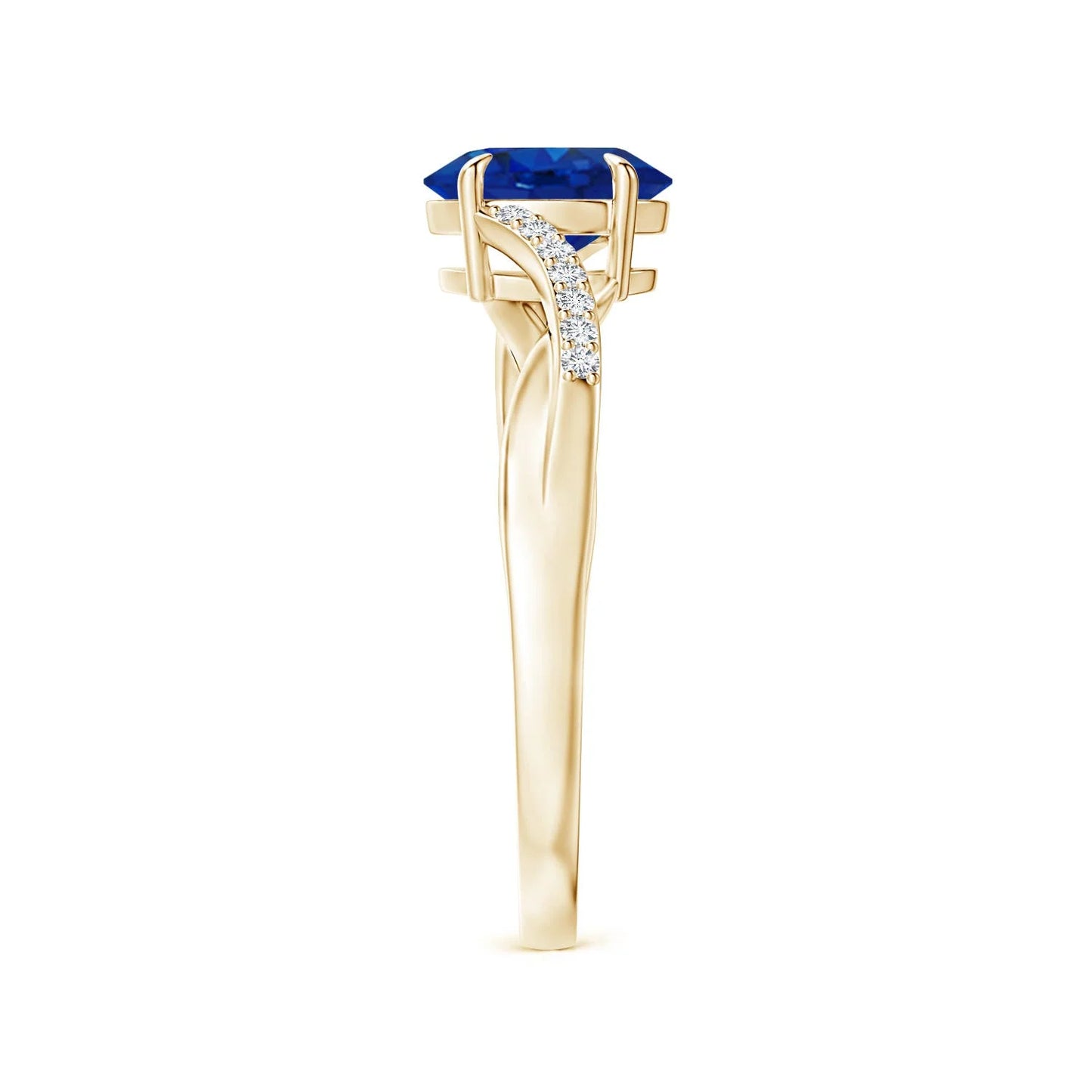 14K 18K Solid Gold Oval Cut Natural Blue Sapphire with Accents Diamond Split Shank Engagement Ring Fine Jewelry Handmade Rings