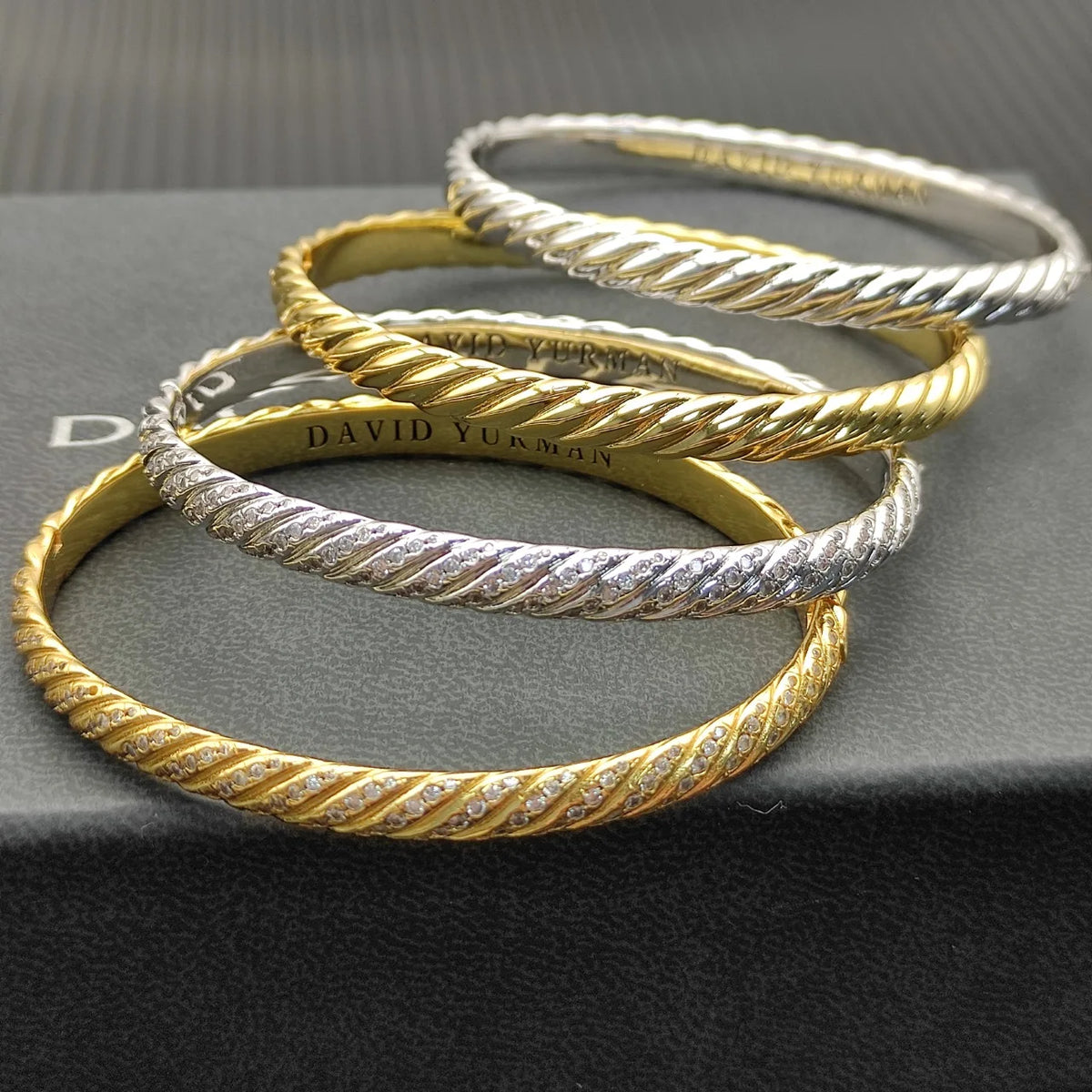 FASHIONISTA DY High-Quality Gold-Plated Diamond-Set Wave Bangle, Unisex Silver-Plated Diamond-Set Wave Bangle, Jewelry
