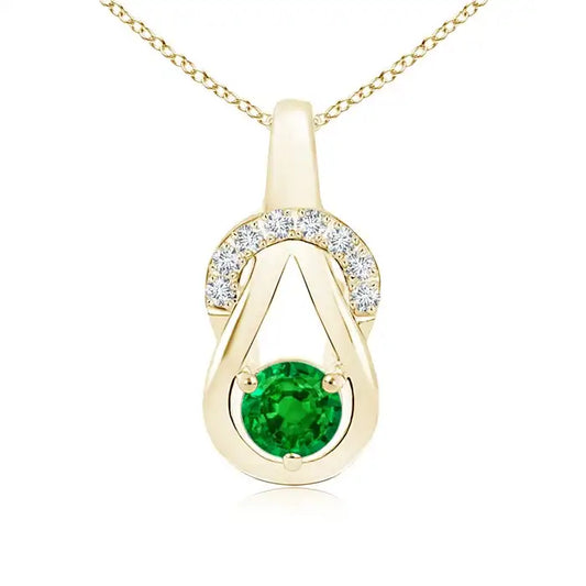 14K Solid Gold Natural Emerald Emerald Infinity Knot Pendant With Diamonds Classic Fine Jewellery Anniversary Gift For Her 2026