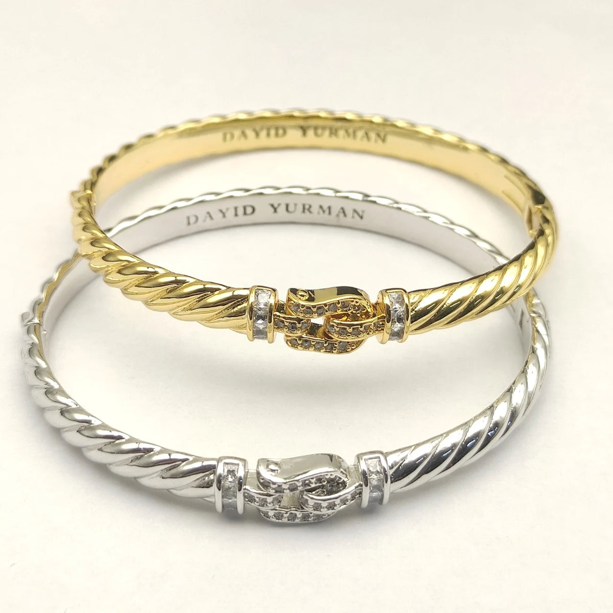 FASHIONISTA DY High-Quality Gold-Plated Engraved Wave Diamond-Set Bangle, Unisex Silver-Plated Diamond-Set Bangle, Jewelry