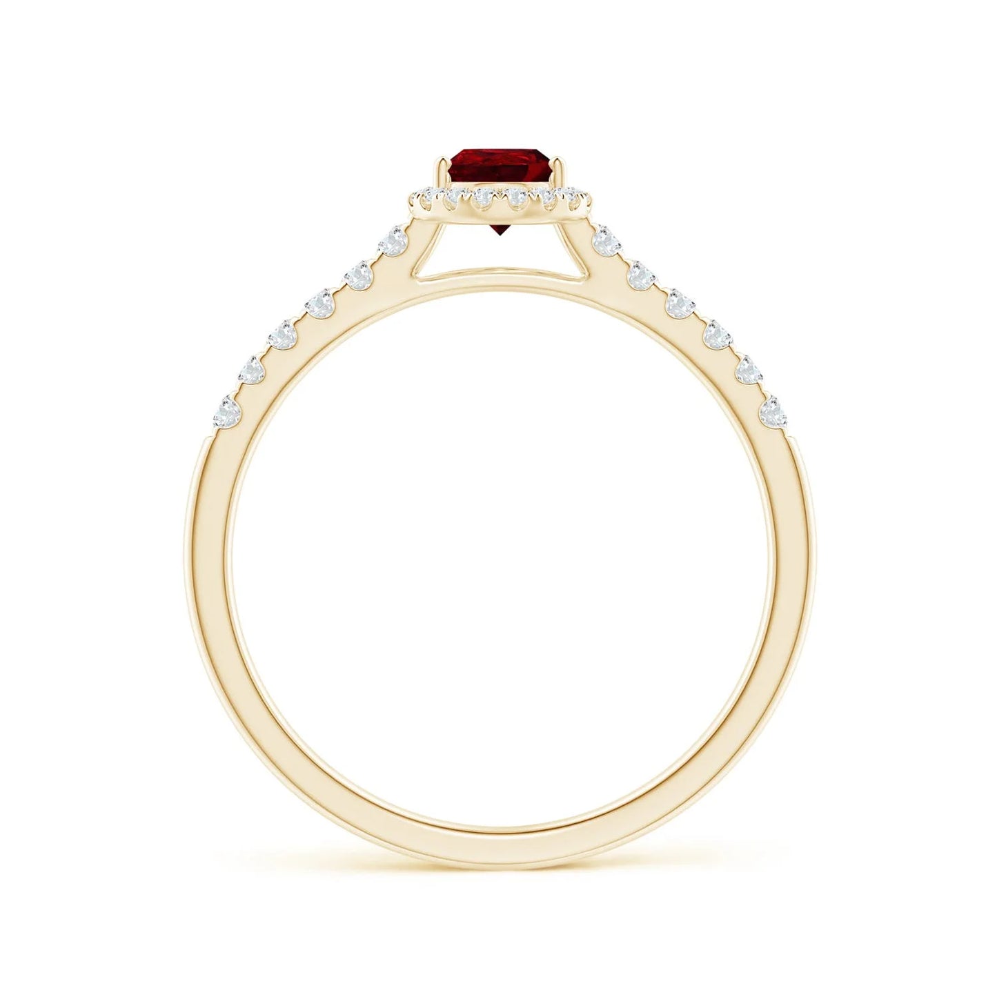 New Arrival 14K Gold 6*4mm Pear Natural Ruby Halo Diamond Engagement Ring Birthstone Jewelry Ruby With Pave Accent Diamond Ring