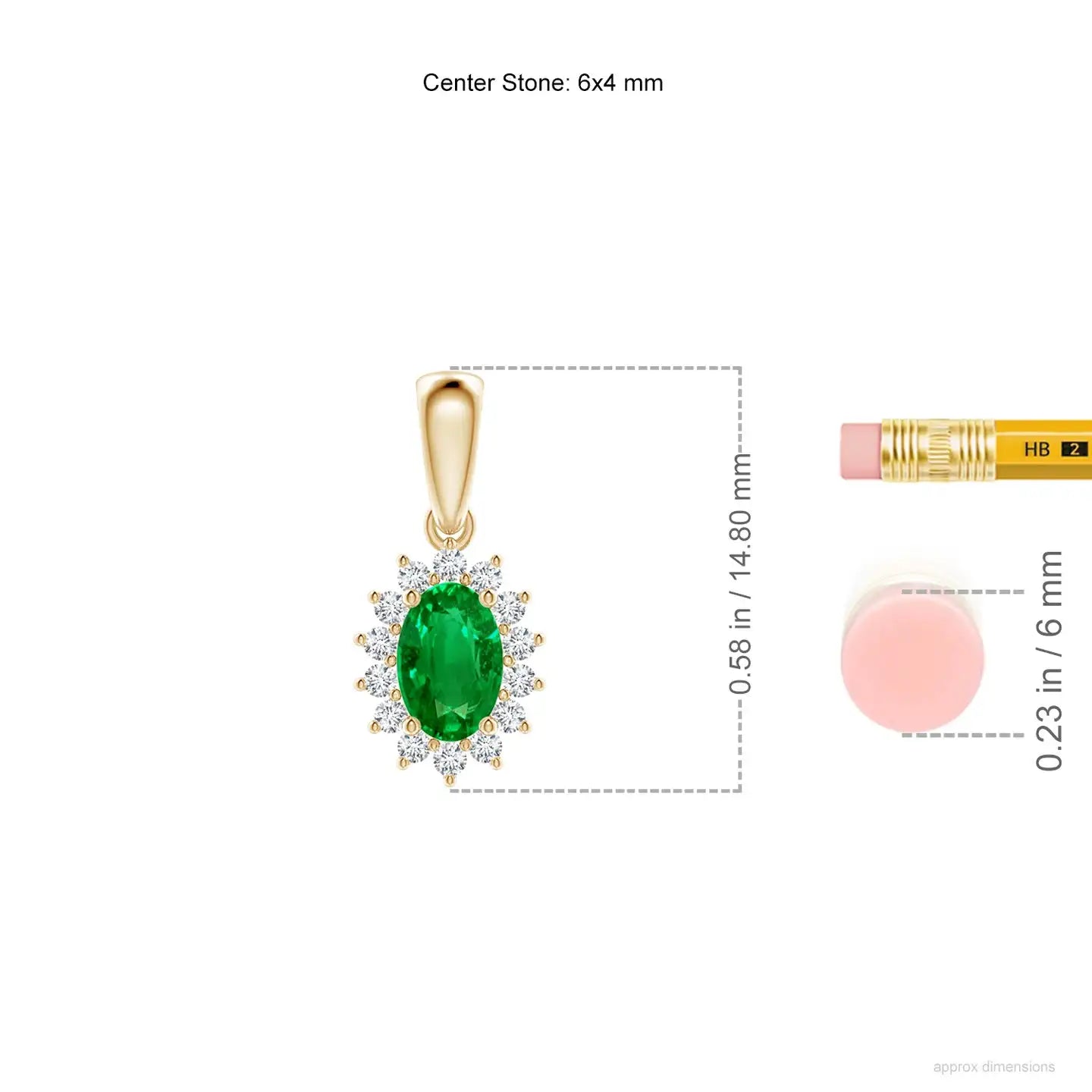 14K Solid Gold Natural Oval Emerald Pendant With Floral Diamond Halo Classic Fine Jewellery Anniversary Gift For Her 2026
