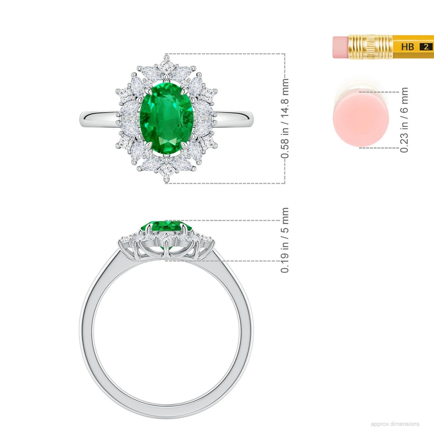 14K Pure Gold Women's Classic Oval Cut Green Emerald With Multi Shape Diamond Ring Halo Round Brilliant Diamond Engagement Ring