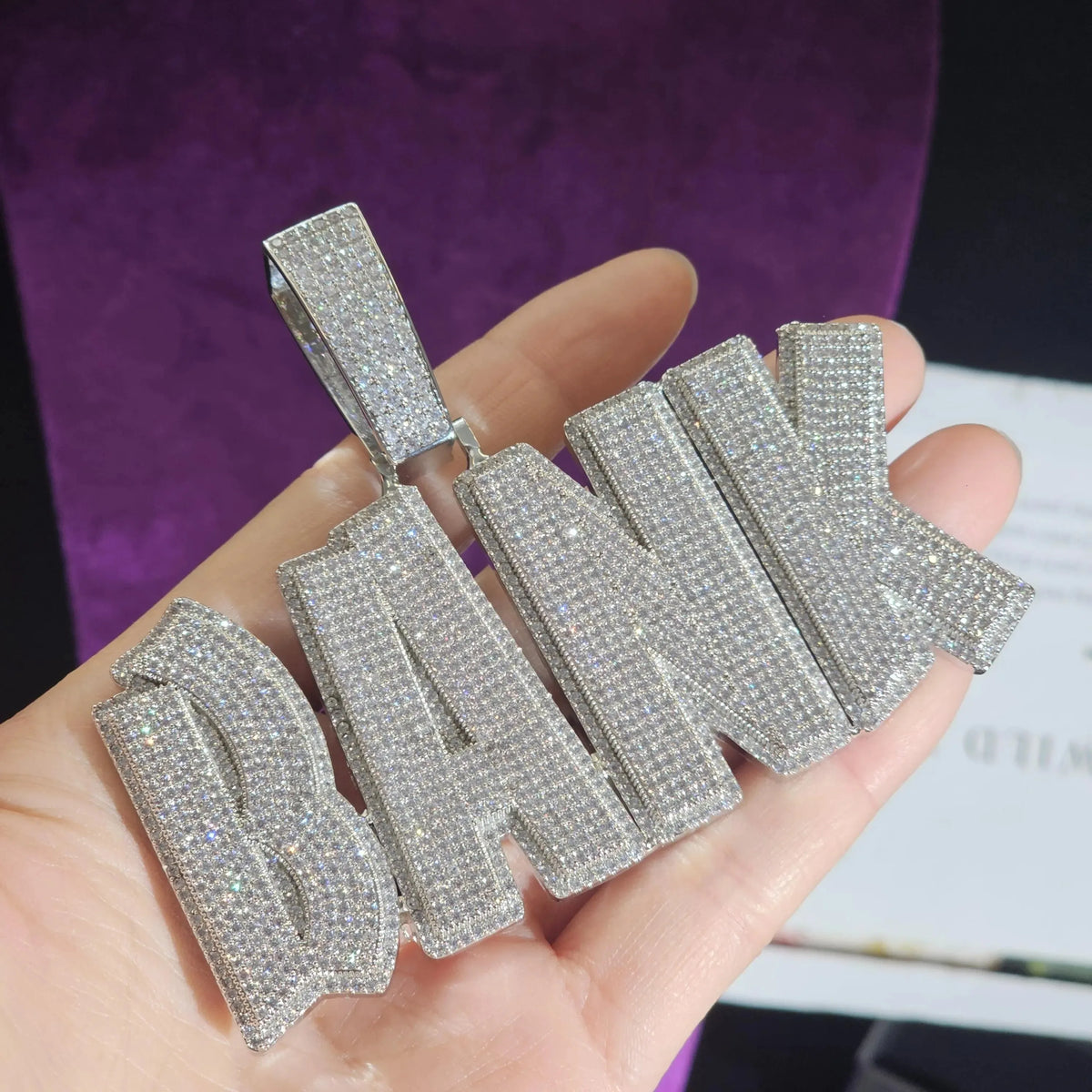 BiG-BOSS Custom Iced Out Name Necklace Cuban Chain Silver Plated Moissanite Letter Charm Pendant Men's Hip Hop Jewelry Online in India