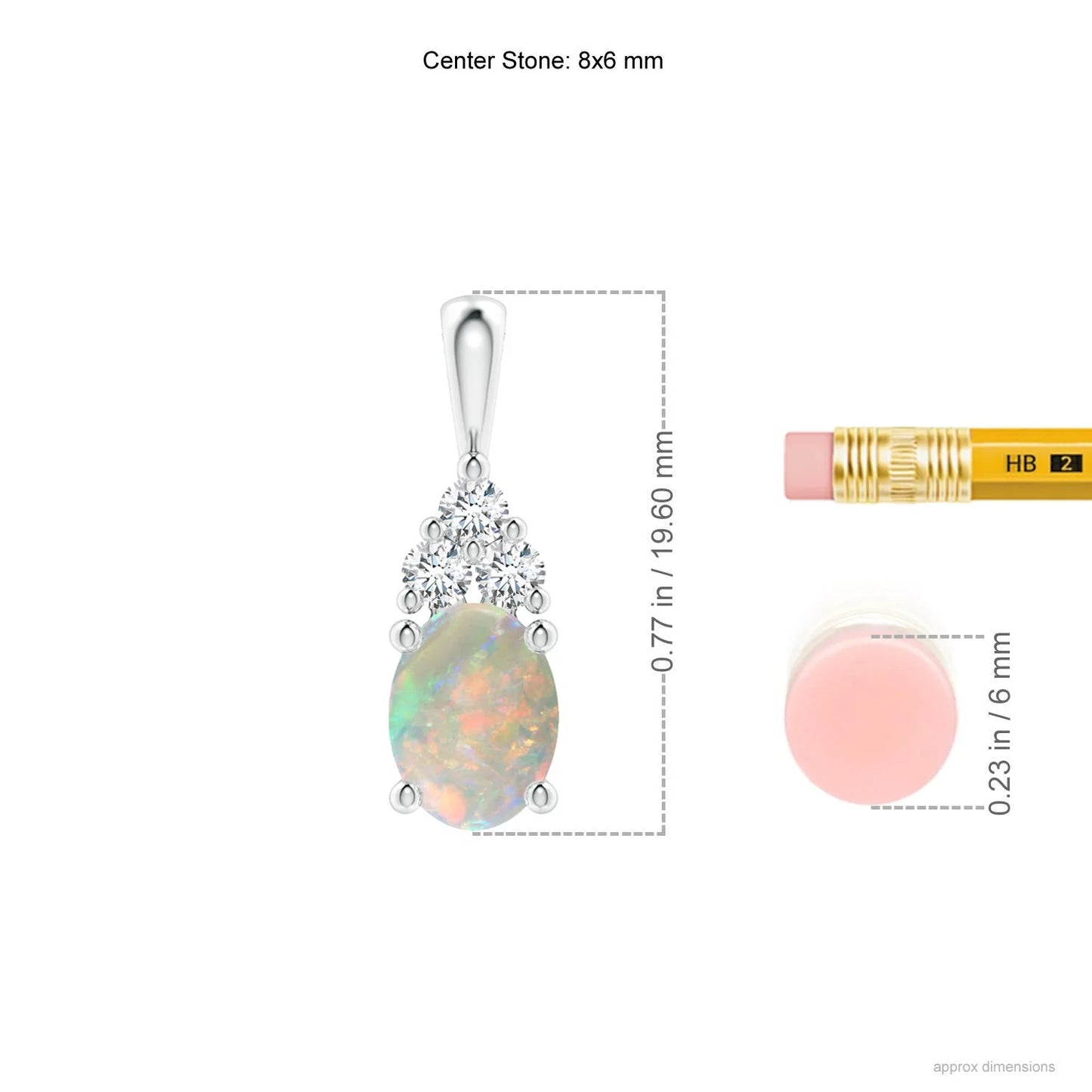Natural Oval Opal Gemstone Solitaire Pendant With Trio Diamond 14k Solid Gold Classic Fine Jewelry Party Wear Luxury Pendant OEM