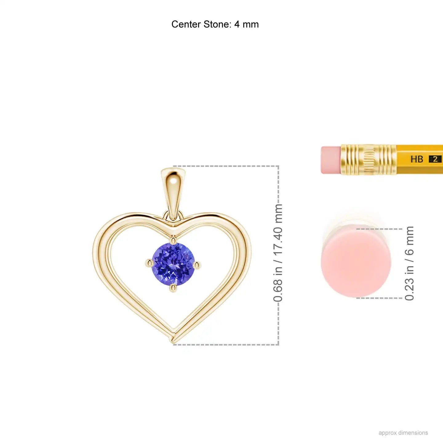 2026 New Arrival Romantic Lover's Gift Fine Jewelry Gold Pendant 14K Gold Natural Round Tanzanite Solitaire Open Heart Pendant